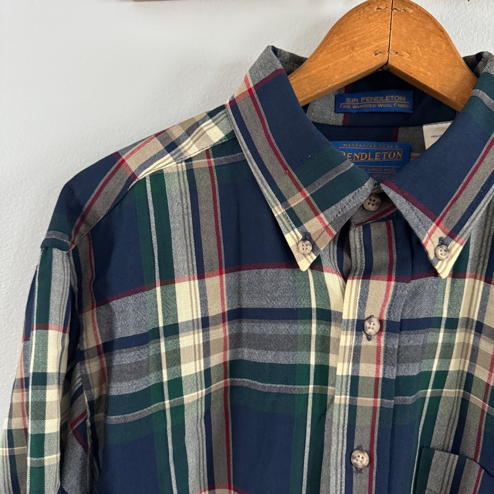 Vintage Pendleton Plaid Flannel Button Down - Lar… - image 5